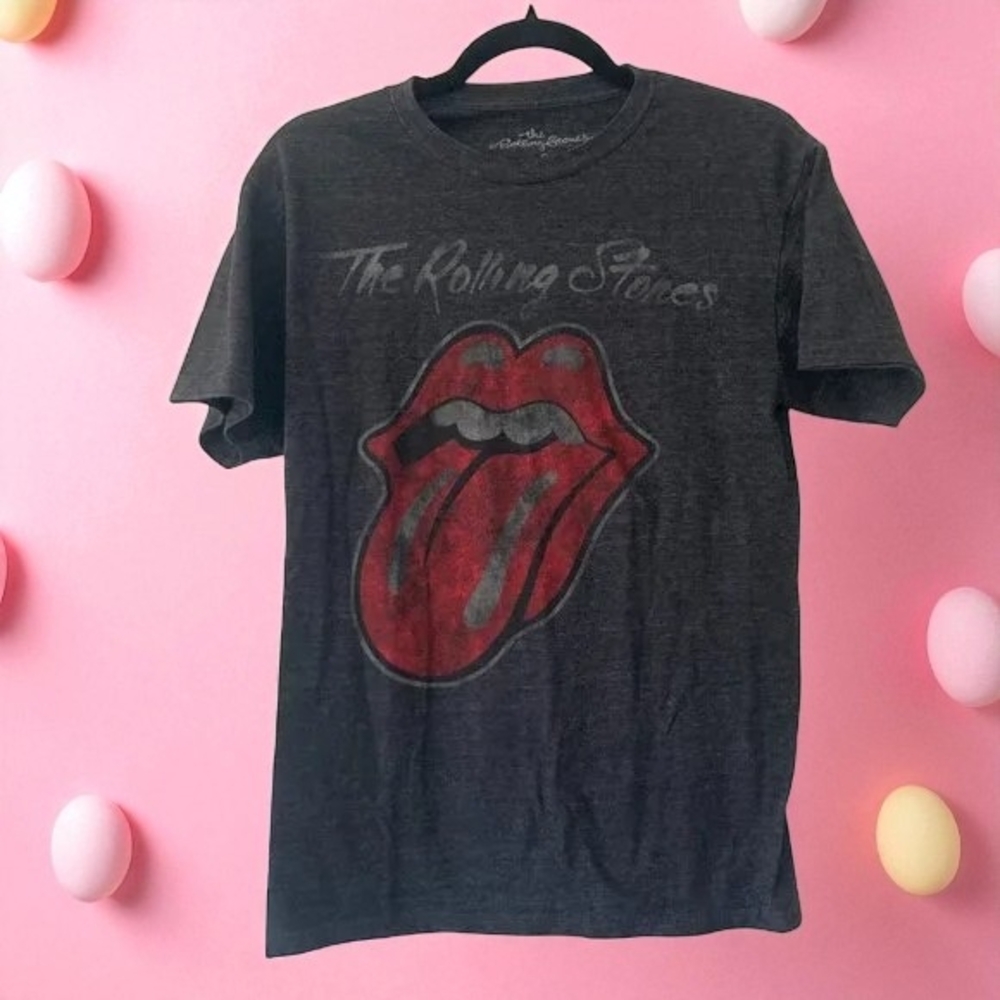 The Rolling Stones Dark Gray Tee with Red Tongue Logo
